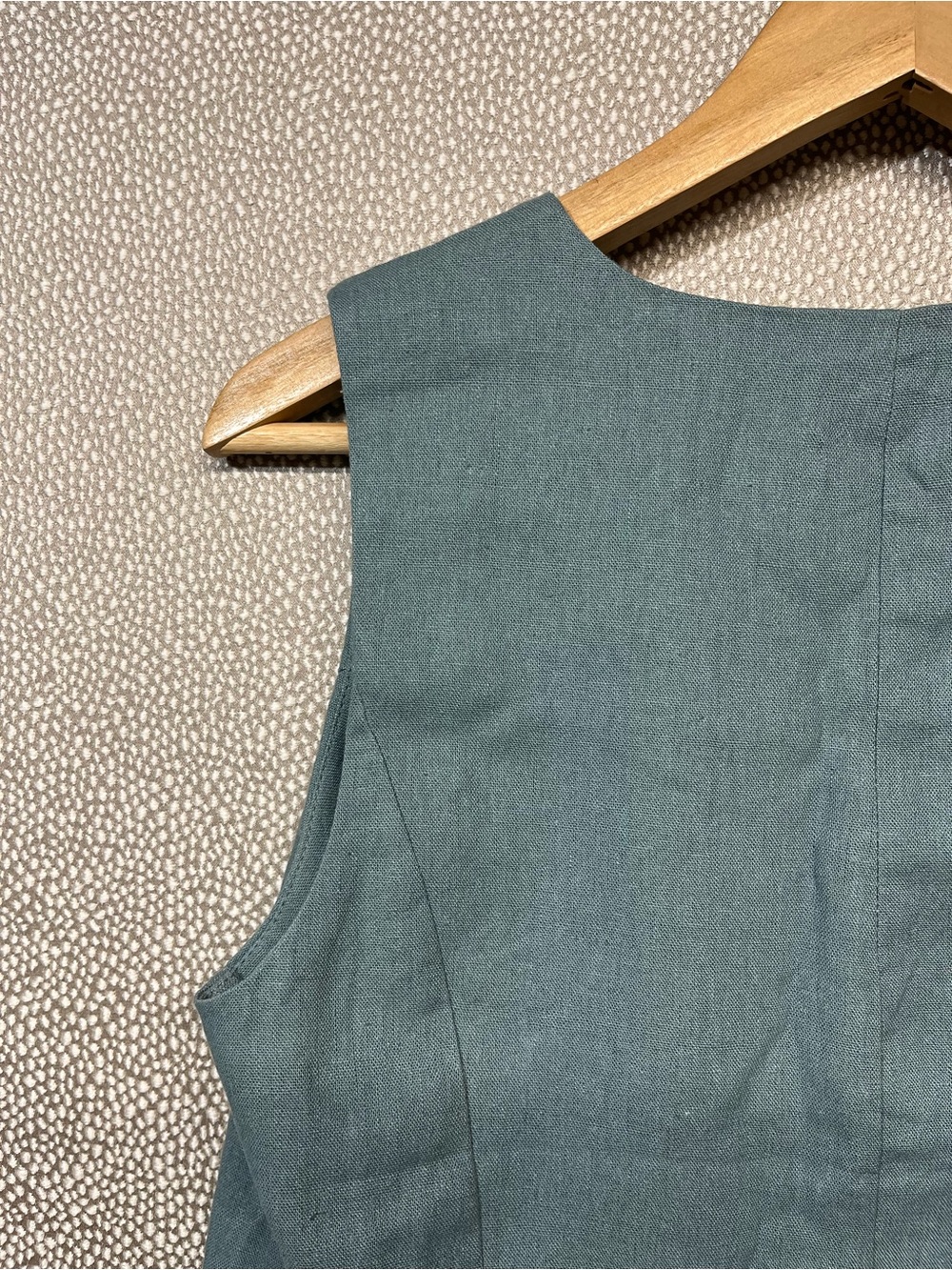 S RACHEL ZOE Teal Button-Front Linen Blend Vest - Picture 4 of 6